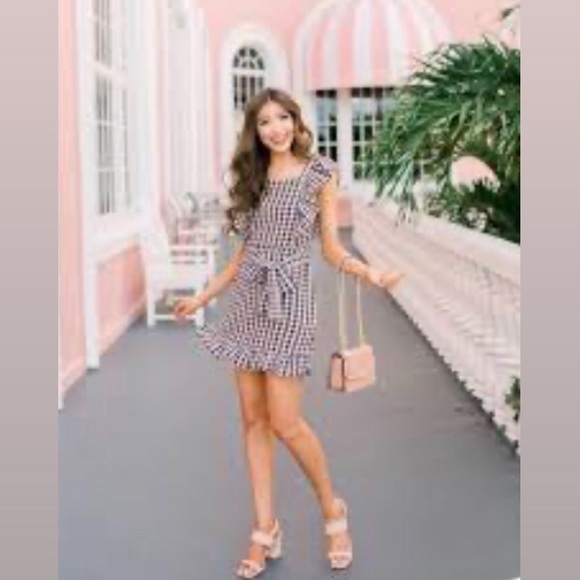 Topshop Dress Gingham Ruffle Mini Size 8 New w/Tag - Picture 4 of 14